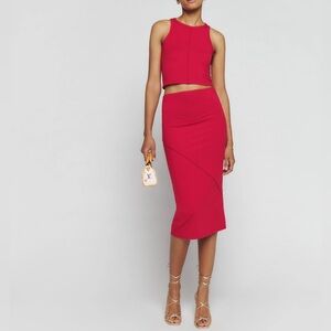 Reformation’s Lydia Knit Set in Cherry